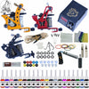 Complete Tattoo Kit 2 Tattoo Machines Gun Black Ink Set Power Supply Grips Body Art Tools Set Tattoo Permanent Makeup Tattoo set