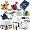 Complete Tattoo Kit 2 Tattoo Machines Gun Black Ink Set Power Supply Grips Body Art Tools Set Tattoo Permanent Makeup Tattoo set
