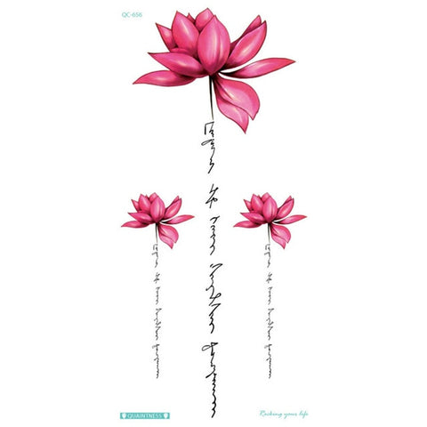 Fashion Colorful Flowers Tattoo Women New Waterproof Temporary Black Tattoo Sticker Body Art