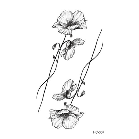 Hot 1PC Popular Ballet Black White Flowers Tattoos Sticker Temporary Drawing Body Art Fake Water Transfer